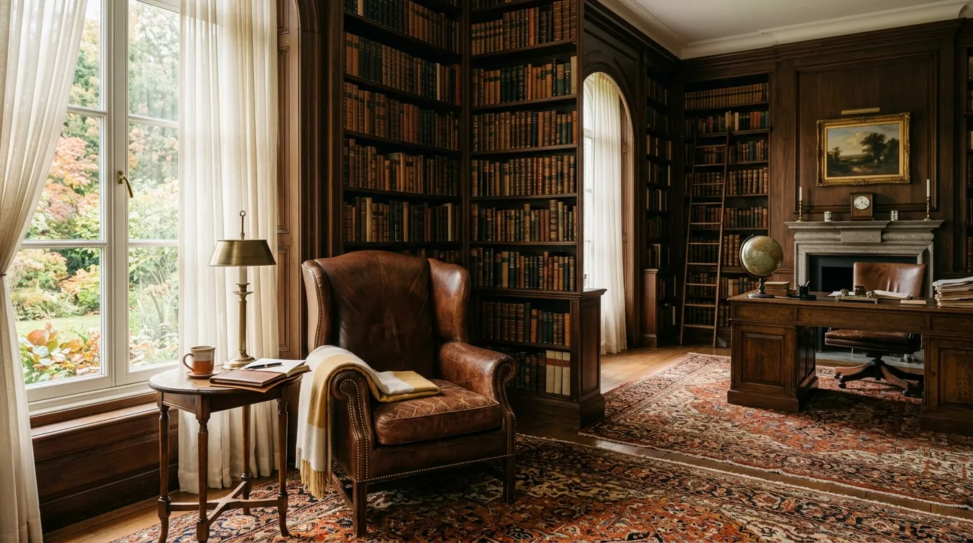 Private library setting representing will and trust planning